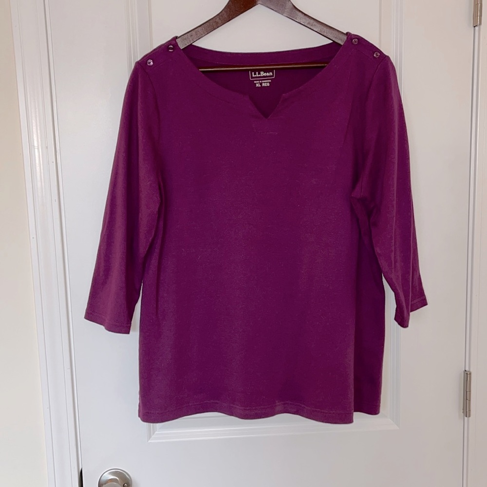 LL Bean 3/4 Sleeve Purple Top